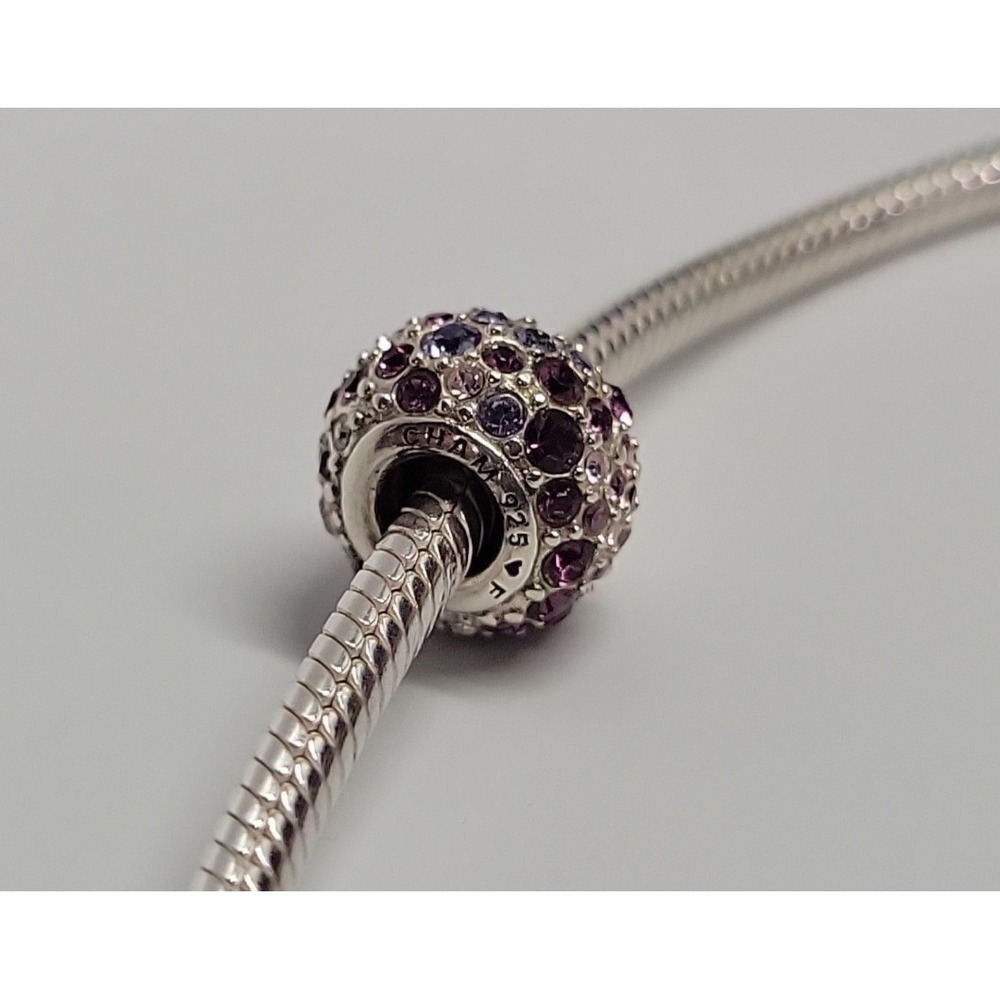 Chamilia‎ Sterling Bead Charm 925 Kaleidoscope Swarovski Purple Pink